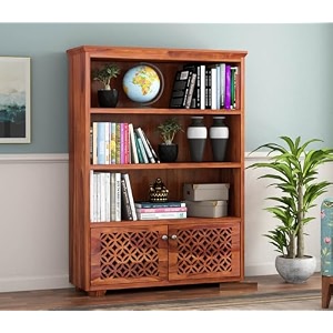 snap furniture solid sheesham wood book shelf with book racks storage with doors and shelf  library bookshelf wooden book shelf office amp home living room book casestyle-02