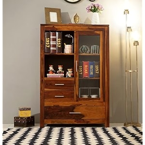 snap furniture solid sheesham wood corner book shelf with storage  library bookshelf wooden bookcase office amp home living room book cabinet large bbslf-honey8