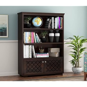 snap furniture solid sheesham wood book shelf with racks storage library bookshelf  wooden book cabinet office amp home living room bookcases furniture large bbslf-walnut9