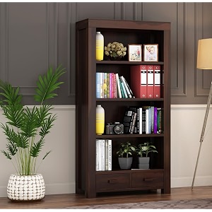 solid sheesham wood book shelf with racks storage library bookshelf  wooden book cabinet office amp home living room bookcases furniture large bbslf-walnut6