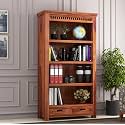Solid sheesham Wood Book Shelf with Racks Storage| Library Bookshelf | Wooden Book Cabinet Office &amp; Home Living Room| Bookcases Furniture (Large, BBslf-Honey7)