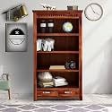 Solid sheesham Wood Corner Book Shelf with Storage | Library Bookshelf |Wooden Bookcase Office &amp; Home Living Room| Book Cabinet (Style-08)