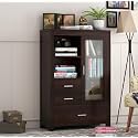 SNAP FURNITURE Solid sheesham Wood Book Shelf with Racks Storage| Library Bookshelf | Wooden Book Cabinet Office &amp; Home Living Room| Bookcases Furniture (Large, BBslf-Walnut8)