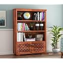SNAP FURNITURE Solid sheesham Wood Book Shelf with Book Racks Storage with Doors and Shelf | Library Bookshelf |Wooden Book Shelf Office &amp; Home Living Room Book Case(Style-02)