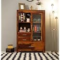 SNAP FURNITURE Solid sheesham Wood Corner Book Shelf with Storage | Library Bookshelf |Wooden Bookcase Office &amp; Home Living Room| Book Cabinet (Large, BBslf-Honey8)