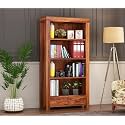 Solid sheesham Wood Book Shelf with Racks Storage| Library Bookshelf | Wooden Book Cabinet Office &amp; Home Living Room| Bookcases Furniture (Large, BBslf-Honey6)