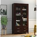 SNAP FURNITURE Solid sheesham Wood Book Shelf with Racks Storage| Library Bookshelf | Wooden Book Cabinet Office &amp; Home Living Room| Bookcases Furniture (Large, BBslf-Walnut11)