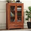 SNAP FURNITURE Solid sheesham Wood Corner Book Shelf with Storage | Library Bookshelf |Wooden Bookcase Office &amp; Home Living Room| Book Cabinet - Honey F