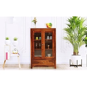 solid wooden crockery cabinet for kitchen amp dining room sheesham wood free standing movable honey side board
