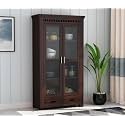 Solid Wooden Crockery Cabinet for Kitchen &amp; Dining Room |sheesham Wood Free Standing Movable Tv Unit Side Board Crockery Cabinet with Drawers &amp; Door Modern-01-Walnut Finish