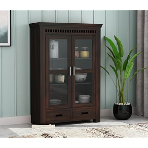 solid wooden crockery cabinet for kitchen amp dining room sheesham wood free standing movable walnut finish sideboard 30x 15 x 465 inch