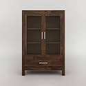 Solid Wooden Crockery Cabinet for Kitchen &amp; Dining Room |sheesham Wood Free Standing Movable (Brown Walnut)