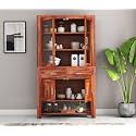 Solid Wooden Crockery Cabinet for Kitchen &amp; Dining Room |sheesham Wood Free Standing Movable (Honey Finish Large)