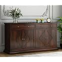 Solid Wooden Crockery Cabinet for Kitchen &amp; Dining Room |sheesham Wood Free Standing Movable (Walnut Finish Home Storage)