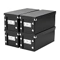 Snap-N-Store CD Storage Box, 4-Pack, Holds 165 Sleeved CDs per Box, Black