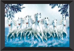 sndart 7 running horses vastu uv textured digital reprint 14 inch x 20 inch painting with frame
