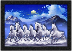sndart 7 running horses vastu uv textured digital reprint 14 inch x 20 inch painting with frame