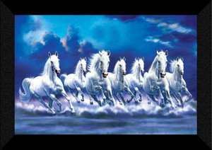sndart 7 running horses vastu uv textured digital reprint 14 inch x 20 inch painting with frame
