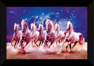 sndart 7 running horses vastu uv textured digital reprint 14 inch x 20 inch painting with frame
