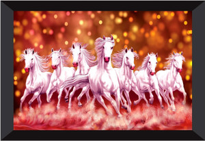 sndart 7 running horses vastu uv textured digital reprint 14 inch x 20 inch painting with frame