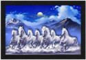 SNDArt 7 Running Horses Vastu UV Textured Digital Reprint 14 inch x 20 inch Painting (With Frame)