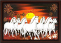 SNDArt 7 Running Horses Vastu UV Textured Digital Reprint 14 inch x 20 inch Painting (With Frame)