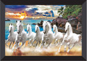 SNDArt 7 Running Horses Vastu UV Textured Digital Reprint 14 inch x 20 inch Painting (With Frame)
