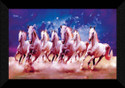 SNDArt 7 Running Horses Vastu UV Textured Digital Reprint 14 inch x 20 inch Painting (With Frame)