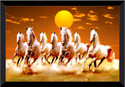 SNDArt 7 Running Horses Vastu UV Textured Digital Reprint 14 inch x 20 inch Painting (With Frame)