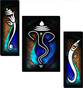 sndart 710set of 3 lord ganesha wall paintings for living room digital reprint 12 inch x 18 inch painting