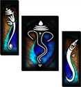 SNDArt (710)Set Of 3 Lord Ganesha Wall Paintings For Living Room Digital Reprint 12 inch x 18 inch Painting