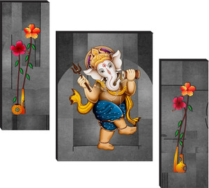 sndart lord ganesha art print set of 3 self adhesive mdf painting digital reprint 12 inch x 18 inch painting without frame pack of 3
