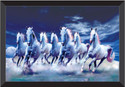 SNDArt Lucky Seven Running Horses Vastu UV Matt Textured Framed Digital Reprint 14 inch x 20 inch Painting (With Frame)