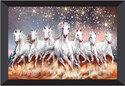 SNDArt Lucky Seven Running Horses Vastu UV Matt Textured Framed Digital Reprint 13.5 inch x 19.5 inch Painting (With Frame)