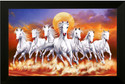 SNDArt Lucky Seven Running Horses Vastu UV Matt Textured Framed Digital Reprint 14 inch x 20 inch Painting (With Frame)