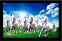 SNDArt Lucky Seven Running Horses Vastu UV Matt Textured Framed Digital Reprint 13.5 inch x 19.5 inch Painting (With Frame)
