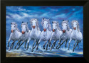 SNDArt Lucky Seven Running Horses Vastu UV Matt Textured Framed Digital Reprint 14 inch x 20 inch Painting (With Frame)