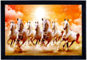 SNDArt Lucky Seven Running Horses Vastu UV Matt Textured Framed Digital Reprint 14 inch x 20 inch Painting (With Frame)