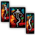 SNDArt Set OF 3(7500A) Lord Ganesha paintings for home decor Digital Reprint 12 inch x 18 inch Painting