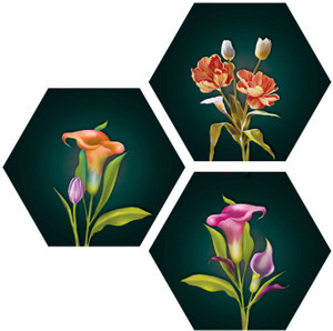 sndart flower pots painting for living room pack of 3 marble brown