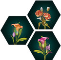 SNDArt Flower Pots Painting for Living Room Pack of 3 (Marble Brown)