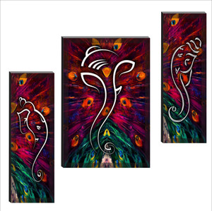 sndart set of 3 lord ganesha wall paintings for living room digital reprint 119 inch x 18 inch painting without frame pack of 3