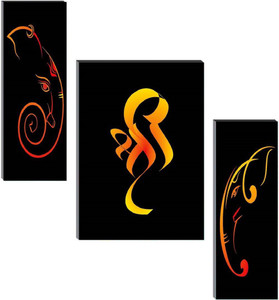 sndart set of 3 lord ganesha home decor digital reprint 12 inch x 18 inch painting without frame pack of 3