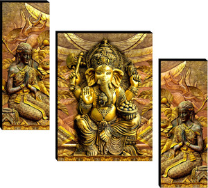 sndart set of 3 lord ganesha 3d paintings for wall digital reprint 12 inch x 18 inch painting without frame pack of 3