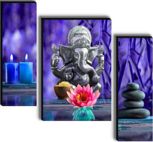 sndart set of 3 lord ganesha home dcor 3d digital reprint 12 inch x 18 inch painting without frame pack of 3