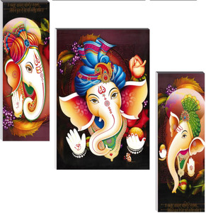 sndart set of 3 lord ganesha wall paintings for living room digital reprint 12 inch x 18 inch painting
