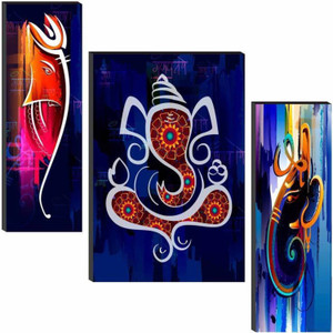 sndart set of 3 lord ganesha home decor 3d digital reprint 12 inch x 18 inch painting without frame pack of 3