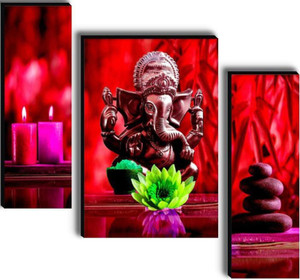 sndart set of 3 lord ganesha home dcor 3d digital reprint 12 inch x 18 inch painting without frame pack of 3