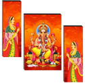 SNDArt Set OF 3 Lord Ganesha Home Décor 3D Digital Reprint 12 inch x 18 inch Painting (Without Frame, Pack of 3)