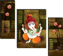SNDArt Set OF 3 Lord Ganesha Home Décor 3D Digital Reprint 12 inch x 18 inch Painting (Without Frame, Pack of 3)
